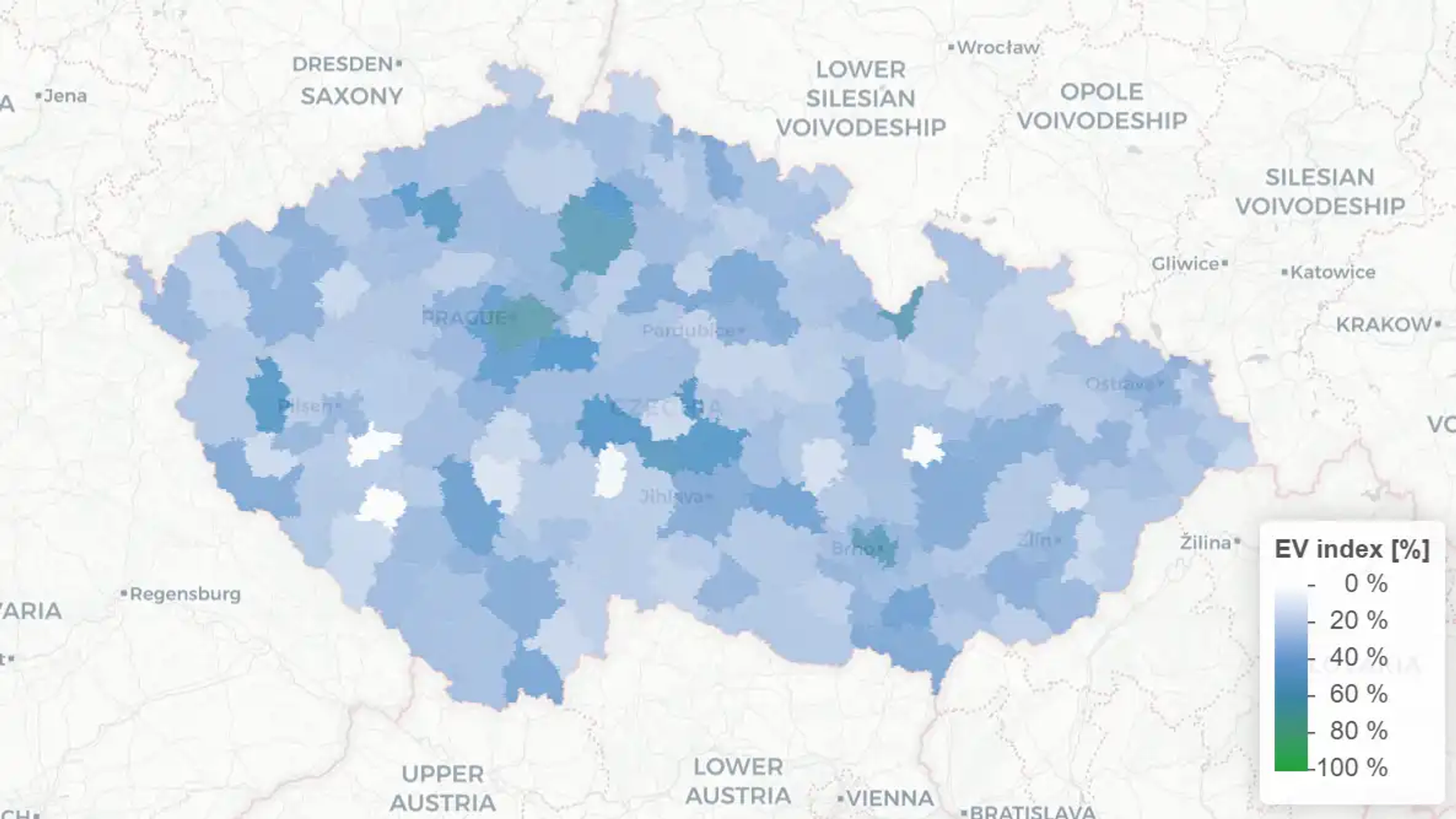 Mapa EV Index